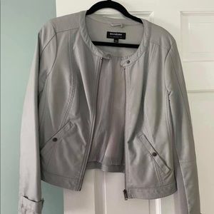Coffee Shop Theo Collarless Faux Leather Jacket size L
